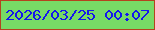 文字の大きさ：4、枠の色：b4431e、背景の色：77da66、文字の色：1416ed 無料ブログパーツのブログ時計