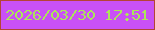 文字の大きさ：1、枠の色：b44435、背景の色：c951f5、文字の色：abe659 無料ブログパーツのブログ時計