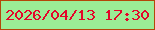 文字の大きさ：3、枠の色：b44609、背景の色：9bec96、文字の色：e4052b 無料ブログパーツのブログ時計