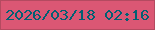 文字の大きさ：3、枠の色：b44a60、背景の色：db5774、文字の色：026073 無料ブログパーツのブログ時計