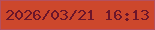 文字の大きさ：5、枠の色：b4505f、背景の色：cd472c、文字の色：6b152a 無料ブログパーツのブログ時計