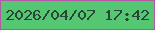 文字の大きさ：3、枠の色：b458a6、背景の色：55c772、文字の色：2a4436 無料ブログパーツのブログ時計