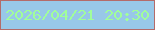 文字の大きさ：1、枠の色：b46b69、背景の色：98c8e8、文字の色：a1fe9a 無料ブログパーツのブログ時計