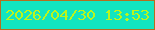 文字の大きさ：5、枠の色：b46e1e、背景の色：12e5c0、文字の色：bbf51d 無料ブログパーツのブログ時計