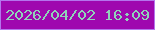 文字の大きさ：1、枠の色：b475ed、背景の色：9f08af、文字の色：90d2b9 無料ブログパーツのブログ時計