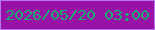 文字の大きさ：4、枠の色：b476ee、背景の色：9812a6、文字の色：0fad6f 無料ブログパーツのブログ時計