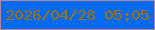 文字の大きさ：5、枠の色：b484a4、背景の色：046bef、文字の色：a46f04 無料ブログパーツのブログ時計