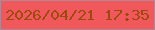 文字の大きさ：5、枠の色：b48592、背景の色：f0585b、文字の色：9d4a0e 無料ブログパーツのブログ時計