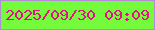 文字の大きさ：2、枠の色：b48bd6、背景の色：73fb3c、文字の色：ed0c8e 無料ブログパーツのブログ時計