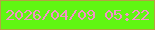 文字の大きさ：5、枠の色：b4a341、背景の色：60f612、文字の色：f292c7 無料ブログパーツのブログ時計