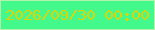 文字の大きさ：5、枠の色：b4f1ad、背景の色：44f98c、文字の色：d9d70c 無料ブログパーツのブログ時計