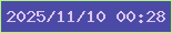 文字の大きさ：2、枠の色：b4f575、背景の色：4b4ba7、文字の色：dec5ee 無料ブログパーツのブログ時計