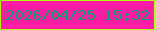 文字の大きさ：2、枠の色：b4f80e、背景の色：fc1da7、文字の色：0d9d68 無料ブログパーツのブログ時計