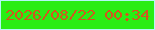 文字の大きさ：3、枠の色：b4f8f7、背景の色：2aed15、文字の色：d3561e 無料ブログパーツのブログ時計