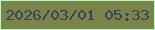 文字の大きさ：5、枠の色：b4f9d4、背景の色：7a8548、文字の色：384162 無料ブログパーツのブログ時計