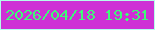 文字の大きさ：5、枠の色：b4fdea、背景の色：ce30d5、文字の色：3ffb78 無料ブログパーツのブログ時計