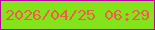 文字の大きさ：5、枠の色：b5049f、背景の色：84e41b、文字の色：f15e46 無料ブログパーツのブログ時計