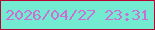 文字の大きさ：5、枠の色：b50632、背景の色：73ebd0、文字の色：cc6fd4 無料ブログパーツのブログ時計