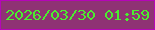 文字の大きさ：4、枠の色：b506b8、背景の色：8f3274、文字の色：4aef2f 無料ブログパーツのブログ時計