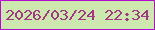 文字の大きさ：3、枠の色：b50dce、背景の色：cce8af、文字の色：a23884 無料ブログパーツのブログ時計