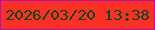 文字の大きさ：4、枠の色：b50fb2、背景の色：f93023、文字の色：0b4820 無料ブログパーツのブログ時計