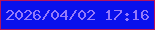 文字の大きさ：2、枠の色：b5135c、背景の色：0910ec、文字の色：947afa 無料ブログパーツのブログ時計