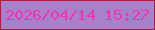 文字の大きさ：4、枠の色：b51937、背景の色：a980ca、文字の色：f434a8 無料ブログパーツのブログ時計