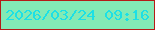 文字の大きさ：1、枠の色：b51c17、背景の色：83eab5、文字の色：1ce0e5 無料ブログパーツのブログ時計