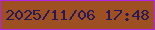 文字の大きさ：3、枠の色：b525e6、背景の色：9e5023、文字の色：281956 無料ブログパーツのブログ時計