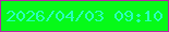 文字の大きさ：1、枠の色：b526a5、背景の色：06fa18、文字の色：29ffbd 無料ブログパーツのブログ時計