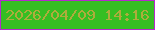 文字の大きさ：5、枠の色：b529cd、背景の色：36be23、文字の色：aeac3c 無料ブログパーツのブログ時計