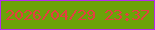 文字の大きさ：2、枠の色：b52aef、背景の色：6ca209、文字の色：e43e41 無料ブログパーツのブログ時計