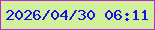 文字の大きさ：5、枠の色：b52dd1、背景の色：d2f09c、文字の色：170fe8 無料ブログパーツのブログ時計