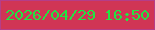 文字の大きさ：4、枠の色：b53d89、背景の色：d03555、文字の色：22e442 無料ブログパーツのブログ時計