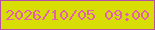 文字の大きさ：2、枠の色：b54ea4、背景の色：d8dd05、文字の色：e35faf 無料ブログパーツのブログ時計