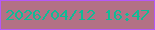 文字の大きさ：5、枠の色：b558f8、背景の色：b37185、文字の色：0fbc96 無料ブログパーツのブログ時計