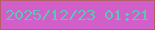 文字の大きさ：5、枠の色：b55d69、背景の色：d25ec9、文字の色：60c5b0 無料ブログパーツのブログ時計