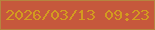 文字の大きさ：1、枠の色：b5853f、背景の色：c6583c、文字の色：d39b20 無料ブログパーツのブログ時計