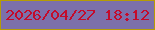 文字の大きさ：5、枠の色：b59c04、背景の色：7c70aa、文字の色：c40b2b 無料ブログパーツのブログ時計