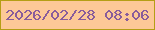 文字の大きさ：2、枠の色：b59e15、背景の色：fdc897、文字の色：895c9b 無料ブログパーツのブログ時計
