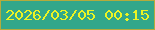 文字の大きさ：5、枠の色：b5ab3b、背景の色：32a78a、文字の色：ecf423 無料ブログパーツのブログ時計