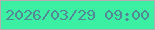 文字の大きさ：5、枠の色：b5acb1、背景の色：3bf0a2、文字の色：558897 無料ブログパーツのブログ時計