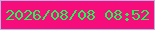 文字の大きさ：1、枠の色：b5b3e6、背景の色：f60d7b、文字の色：1bfa54 無料ブログパーツのブログ時計