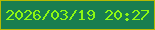 文字の大きさ：1、枠の色：b5b902、背景の色：187e4f、文字の色：8cf812 無料ブログパーツのブログ時計