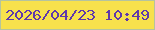 文字の大きさ：1、枠の色：b5c39e、背景の色：f7e14c、文字の色：5f38ab 無料ブログパーツのブログ時計