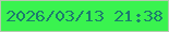 文字の大きさ：1、枠の色：b5c9b0、背景の色：3af34f、文字の色：1c7c6d 無料ブログパーツのブログ時計
