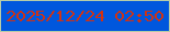 文字の大きさ：3、枠の色：b5cca8、背景の色：0057dd、文字の色：ce3214 無料ブログパーツのブログ時計