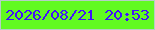 文字の大きさ：4、枠の色：b5cec5、背景の色：61fa21、文字の色：4212fa 無料ブログパーツのブログ時計