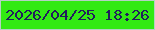 文字の大きさ：1、枠の色：b5d1c4、背景の色：32ea13、文字の色：211e5c 無料ブログパーツのブログ時計