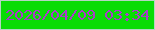 文字の大きさ：2、枠の色：b5d5c3、背景の色：09dc06、文字の色：a93bca 無料ブログパーツのブログ時計